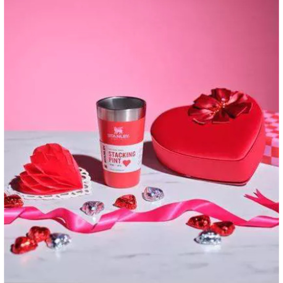Stanley Tumbler 16 oz Stacking Pint Target Red Stainless Travel Mug Valentines - Picture 2 of 10